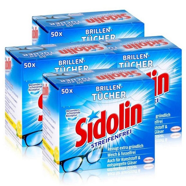 SIDOLIN 4x Sidolin Brillen Putztücher 50 stk. Tücher Reinigungstücher