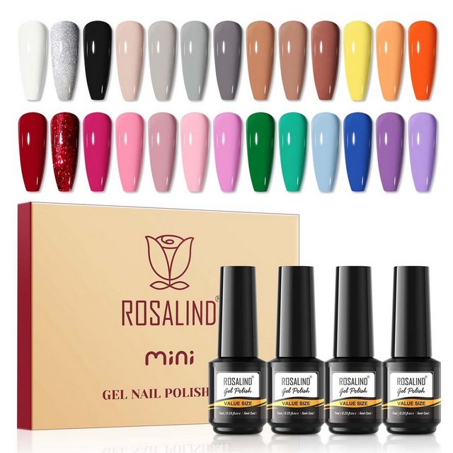 Scheiffy Nagellack-Set 30-teiliges UV-härtbares 7ml Nagellack-Set (26-farbiges Set), Mit 4 Flaschen mit funktionellem Nagellack