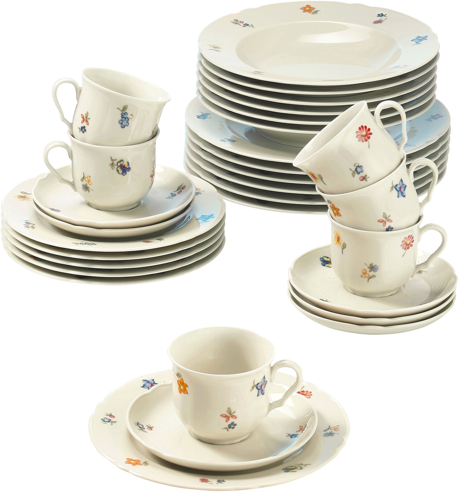 Seltmann Weiden Kombiservice "Geschirr-Set, Service Marieluise", (Set, 30 tlg.), Made in Germany, 30 Teile, für 6 Personen