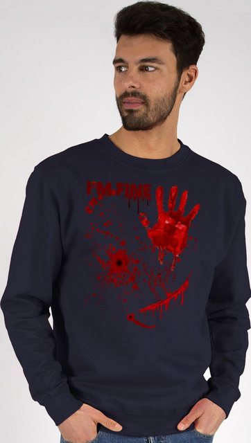 Shirtracer Sweatshirt Blutige Hände Blutspritzer Blut Blutflecken Gruselig Horror Killer - I (1-tlg) Halloween Kostüme Herren