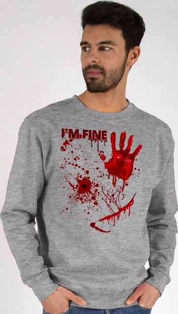 Shirtracer Sweatshirt Blutige Hände Blutspritzer Blut Blutflecken Gruselig Horror Killer - I (1-tlg) Halloween Kostüme Herren