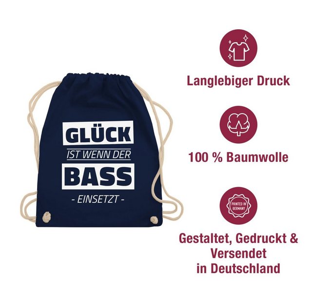 Shirtracer Turnbeutel Glück ist wenn der Bass einsetzt, Stoffbeutel Festival Outfit