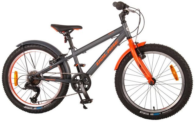 TPFSports Kinderfahrrad Volare Rocky 20 Zoll mit 2x Handbremsen, 6 Gang, (Jungsfahrrad - Jungen Kinderrad - 6 Gänge - Sicherheitsgriffe), Kinderfahrrad 20 Zoll - Jugend Fahrrad - Kinder Jugend Fahrrad Grau