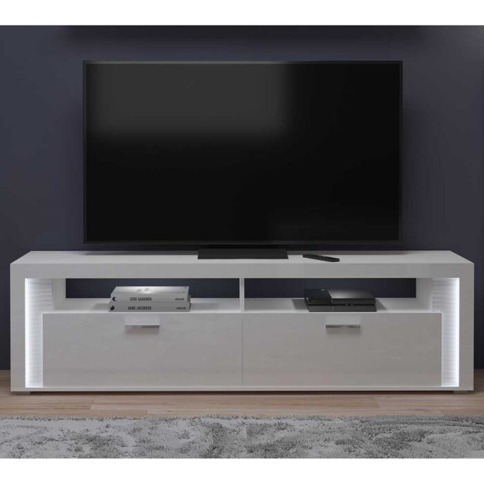 TV Möbel Hochglanz weiss 58 cm hoch LED Beleuchtung