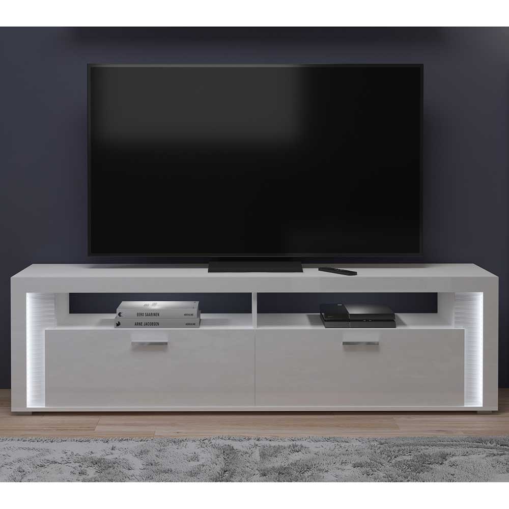 TV Möbel Hochglanz weiss 58 cm hoch LED Beleuchtung