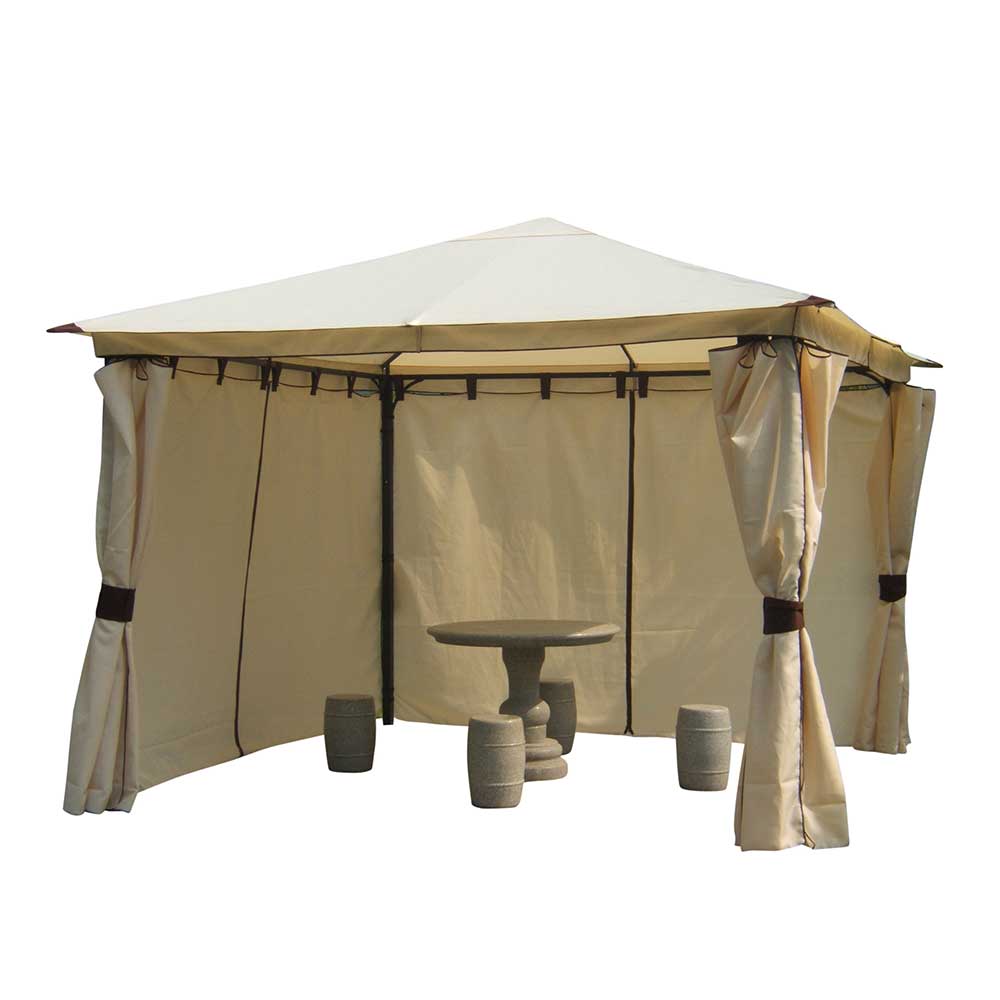 Terrassen Pavillon in Beige mit Seitenteilen