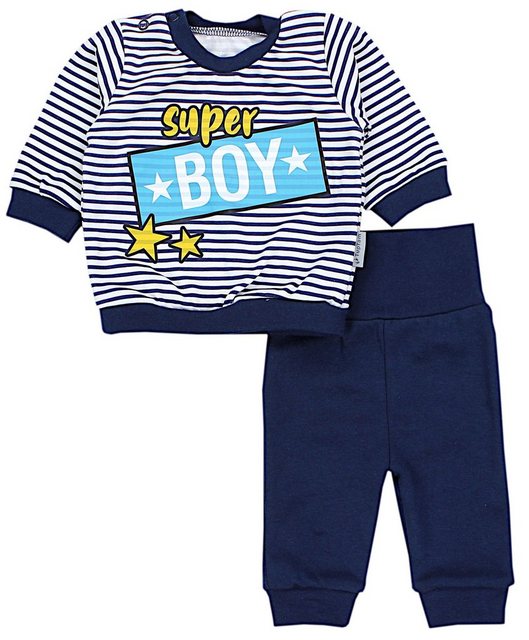 TupTam Erstausstattungspaket Baby Jungen Outfit Langarmshirt mit Print Spruch Babyhose Babykleidung