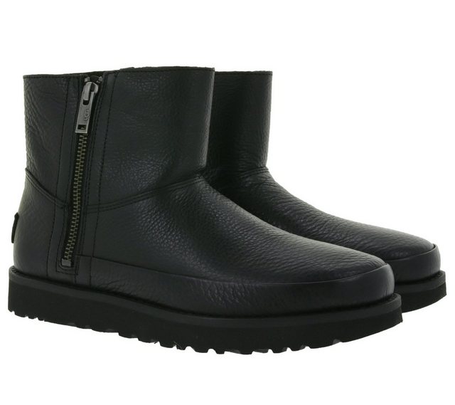 UGG UGG Australia Deconstructed Mini Zip Damen Echtleder Stiefel Boots mit Reißverschluss 1123571 Stiefeletten Schwarz Stiefel