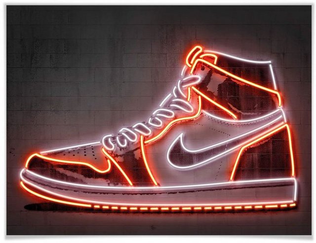 Wall-Art Poster Mielu Nike Schuh Neon Sneaker, Schuh (1 St), Poster, Wandbild, Bild, Wandposter