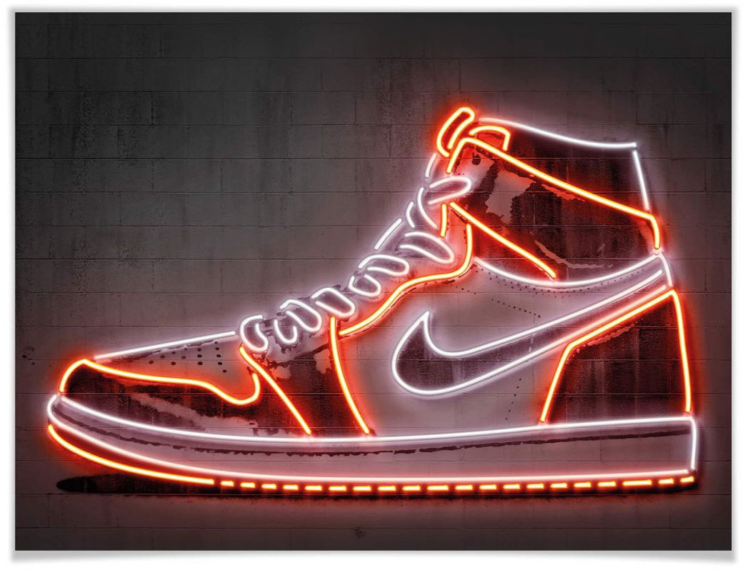 Wall-Art Poster "Mielu Nike Schuh Neon Sneaker", Schuh, (1 St.), Poster ohne Bilderrahmen