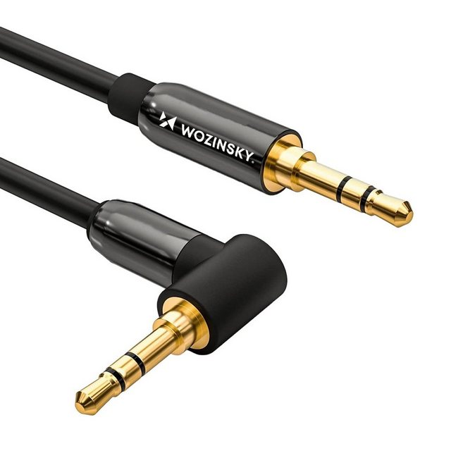 Wozinsky AUX-Kabel gewinkelt (männlich-männlich) Miniklinkenkabel Schwarz Audio-Kabel, (200 cm)