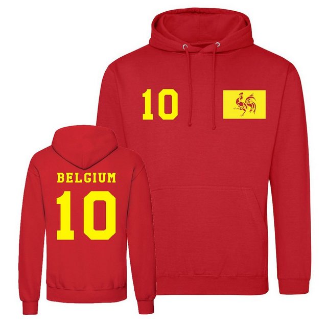 Youth Designz Kapuzenpullover Belgien Herren Hoodie Pullover im Fußball Trikot Look mit trendigem Frontprint