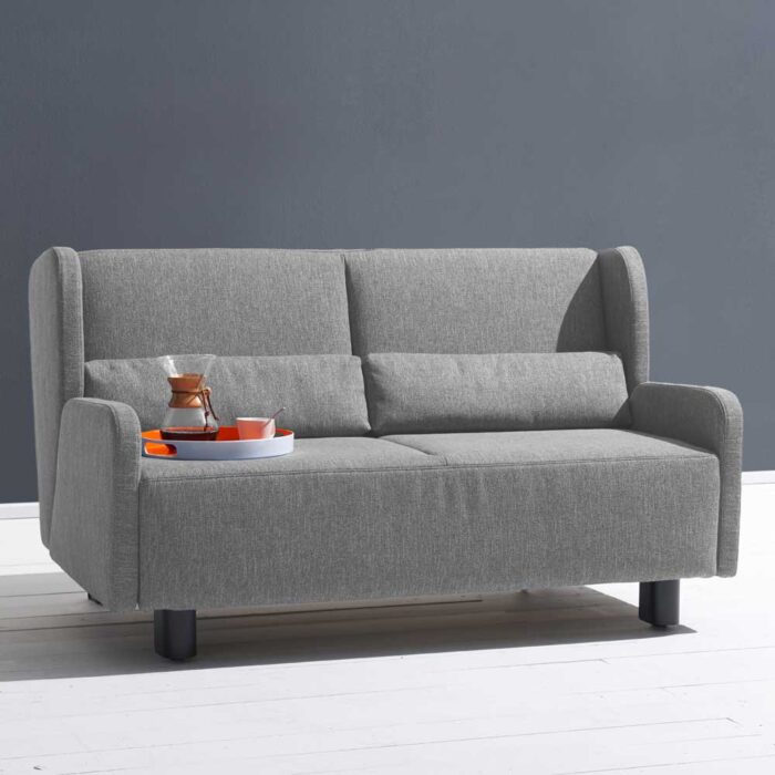 Zweier Sofa in Grau Webstoff Schlaffunktion