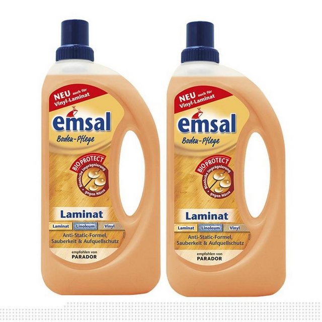 emsal 2x emsal Boden-Pflege Laminat 1 Liter mit Bioprotect - für Laminat, Li Fussbodenreiniger