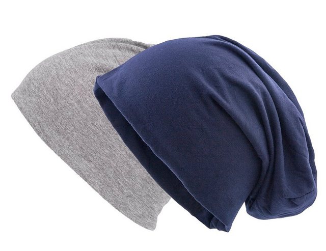 shenky Jerseymütze Doppelpack Beanie Mützen in verschiedenen Farben (Long Beanie, 2er Set) elastisch