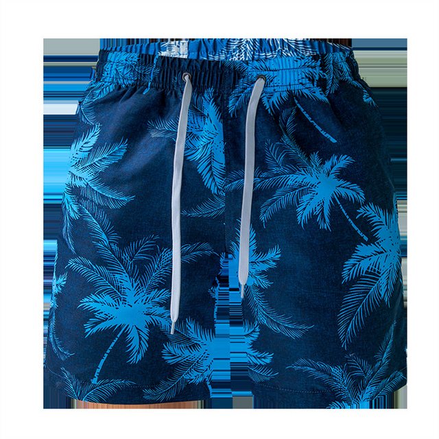 AFAZ New Trading UG Shorts Navy blau Freizeit-Strandshorts für Herren im Resort-Stil Trendige Herrenmode-Shorts mit tropischem Kokosnuss-Print