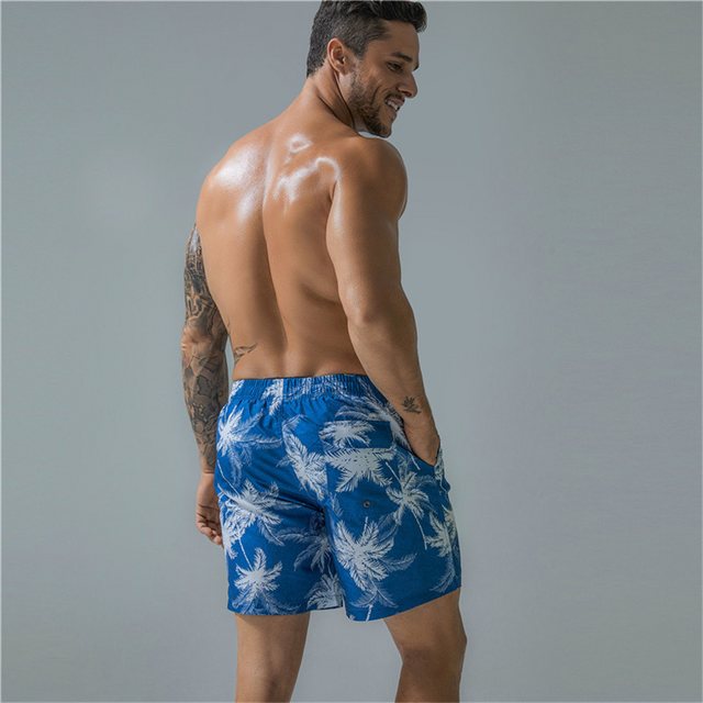 AFAZ New Trading UG Shorts hellblau Freizeit-Strandshorts für Herren im Resort-Stil Trendige Herrenmode-Shorts mit tropischem Kokosnuss-Print