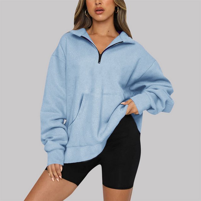 AFAZ New Trading UG Sweatshirt Oberteil mit V-Ausschnitt, tief angesetzten Ärmeln und Taschen