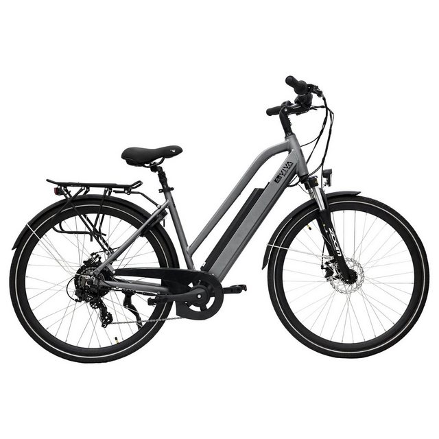 AsVIVA E-Bike CityBike 28" B15_FBA AsVIVA Elektrofahrrad Pedelec grau, 7 Gang Shimano Shimano Tourney / SIS RevoShift Schaltwerk, Kettenschaltung, Heckmotor, 504 Wh Akku, Gepäckträger, Akku mit Verriegelungssystem, Samsung Akku, Anfahrhilfe