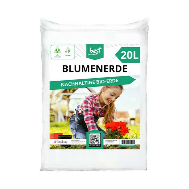 Best for Home Bio-Erde Gartenerde für Zimmer- und Balkonpflanzen, Gemüse, Obst und Kräuter. Blumenerde, Bio und torffrei, ideal für Blumenbeete und Kübel