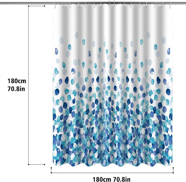 BlauCoastal Duschvorhang Duschvorhang, Duschvorhänge Polyester 180 x 180/200 cm Waschbar Breite 180 cm (1-tlg., Shower Curtains mit ösen und 12 Duschringen), Badewanne Vorhang Schnell Trocknend für Badezimmer, Blau Blasenmuster