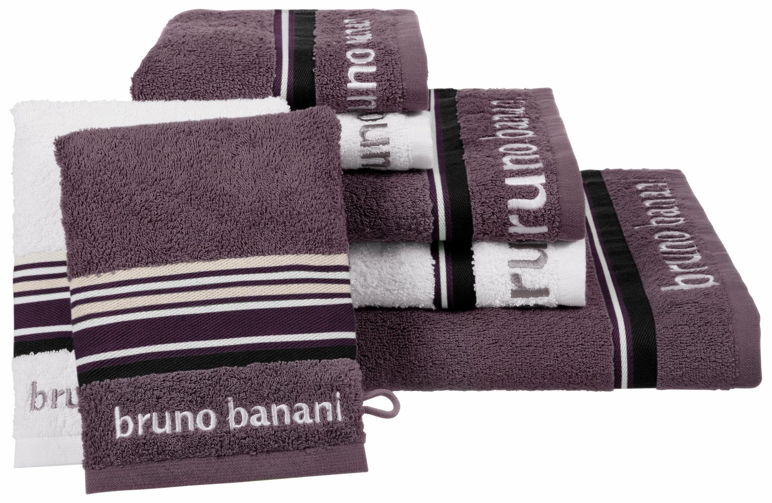 Bruno Banani Handtuch Set "Maja", (Set, 7 St., 1 Duschtuch-2 Handtücher-2 Gästetücher-2 Waschhandschuhe)