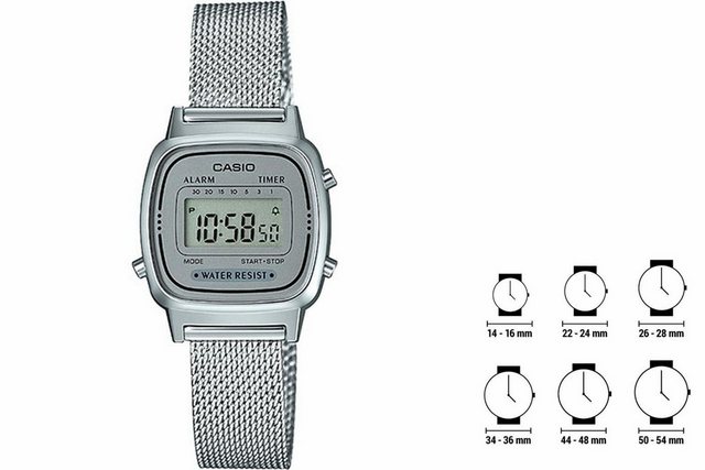 CASIO Quarzuhr Casio Unisex-Uhr LA670WEM-7EF Schwarz Silberfarben Ø 25 mm Armbanduhr