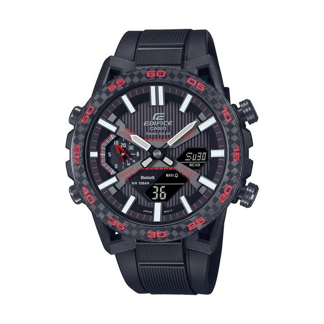 CASIO Solaruhr Casio Edifice Herren Uhr ECB-2000PB-1AEF Edelstahl, Carbon, Bluetooth, (1-tlg)