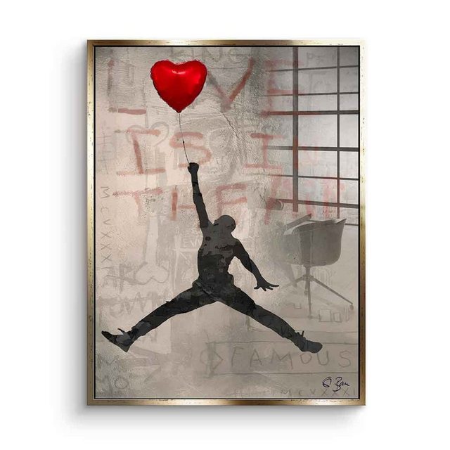 DOTCOMCANVAS® Acrylglasbild Jordan Love - Acrylglas, Acrylglasbild Michael Jordan NBA Basketball Banksy Love is in the air