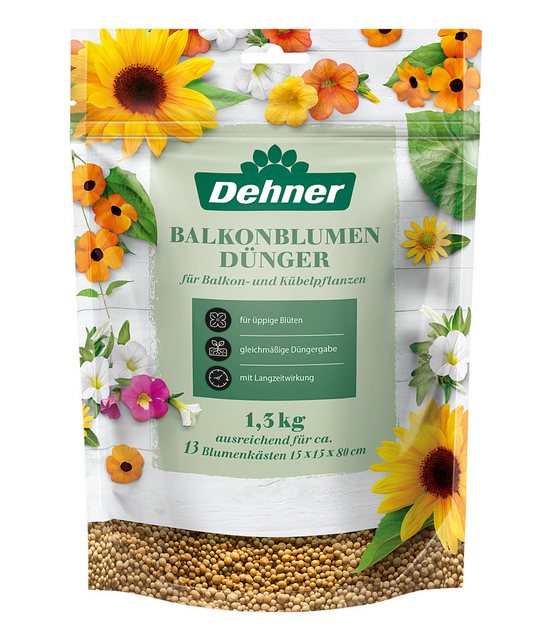 Dehner Blumendünger hochwertiger Dünger, für Balkonpflanzen, organisch, NPK-Dünger, mit Langzeitwirkung, für ca. 13 Blumenkästen