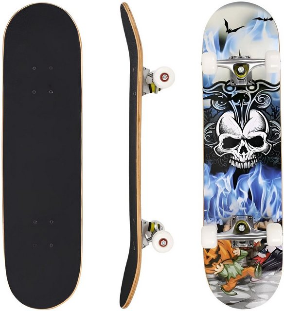 Diyarts Skateboard (Komplettboard, wasserdichtes rutschfestes Deck), geschmeidige 55 mm PU-Rädern und stabilem Ahorndeck