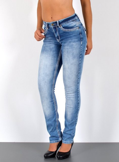 ESRA Straight-Jeans G1100 High Waist, Straight Fit Jeans Damen, mit dicker Naht, bis Plussize Größe, Damen Straight Leg Jeans, mit Kontrastnähte, bis Übergröße, Hochbund, Damen Gerade Schnitt Jeans, mit weißer Naht, Große Größen, hoher Bund, Damen Jeans, Jeans Damen, Damen Jeanshose mit dicken Nähten, Jeans Damen Hose Straight Leg, Gerade Schnitt Jeans Damen, Jeans Damen High Waist Damen Jeans