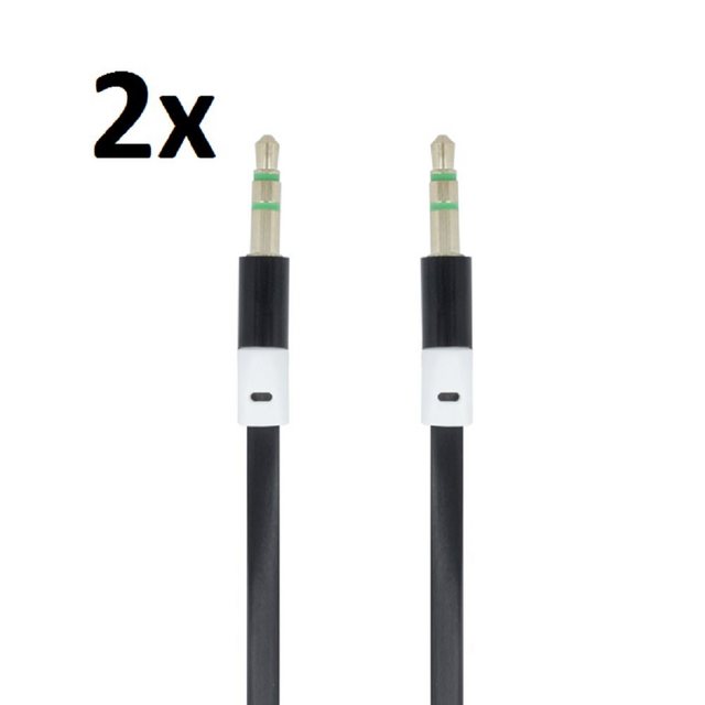 Forever 2x1m Aux Kabel 3.5 mm Klinke Eingang Audio Lautsprecher Schwarz Audio-Kabel