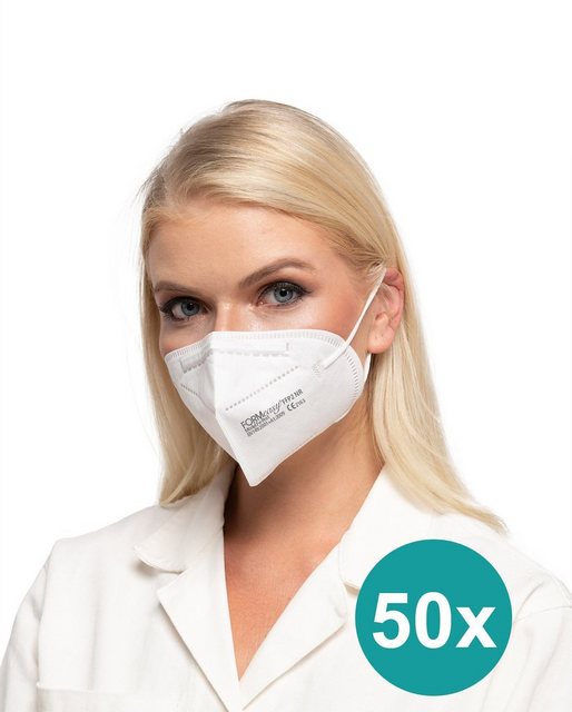 Formeasy Gesichtsmaske 50x hochwertige FFP2 Masken weiß CE Zertifiziert, 50-tlg.