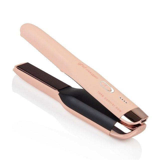 GHD Glätteisen Unplugged PinkPeach Styler,Kabelloses Glätteisen,Lithium Technologie Keramik, 30 Min. Dauerbetrieb, Schnellladung, Hair Straightener, Haarglätter, Haare Glätten, Haarstyler, Haare Glätter mit Akku