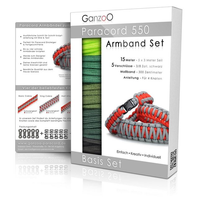 Ganzoo Bastel-Armband Paracord 550 Armband Set selbst knüpfen, Bastelset, DIY Knüpf-Bracelet