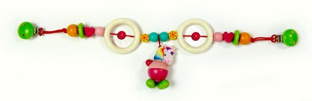 HESS SPIELZEUG Kinderwagenkette Hess Wagenkette Einhorn Kinderwagen Holzspielzeug Kinderwagenkette (1-tlg), Mit Clip