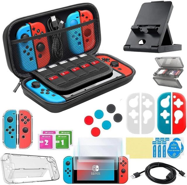 IBETTER Switch-Controller, Spielekonsolen-Tasche, Nintendo Switch Schutzhülle Nintendo-Controller (25-in-1Tragetasche für Nintendo Switch, HD-Displayschutzfolien für Nintendo Switch" Wireless-Controller)