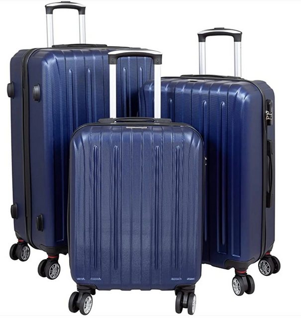 JUNG Trolleyset LM948 Koffer Set 3 tlg ABS-Hartschale, mit Zahlenschloß Teleskopgriff, (Hartschalen Koffer, Trolley, Reisekoffer Set 3 Teilig, Trolley, Hartschalenkoffer Set, Luggage, Reisetasche, Urlaubskoffer), Kofferset 3 Größen- Handgepäck/Mittel/Groß, Reisekoffer mit Rollen