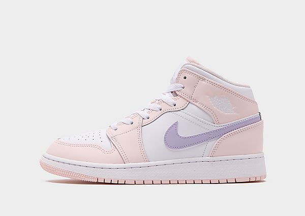 Jordan Air 1 Mid Junior, Pink Wash/White/Violet Frost