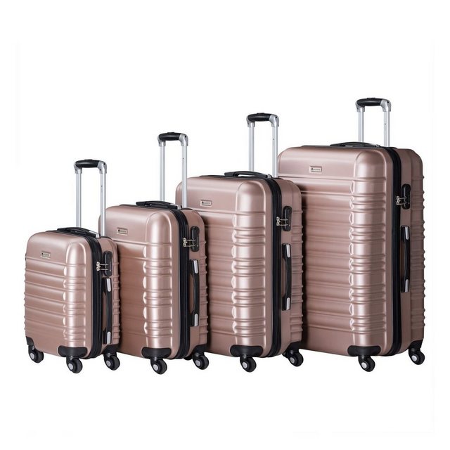 Juskys Trolleyset Rom, 4 Rollen, 4 Koffer, 360° Rollen, robuste Hartschale, mit Zahlenschloss