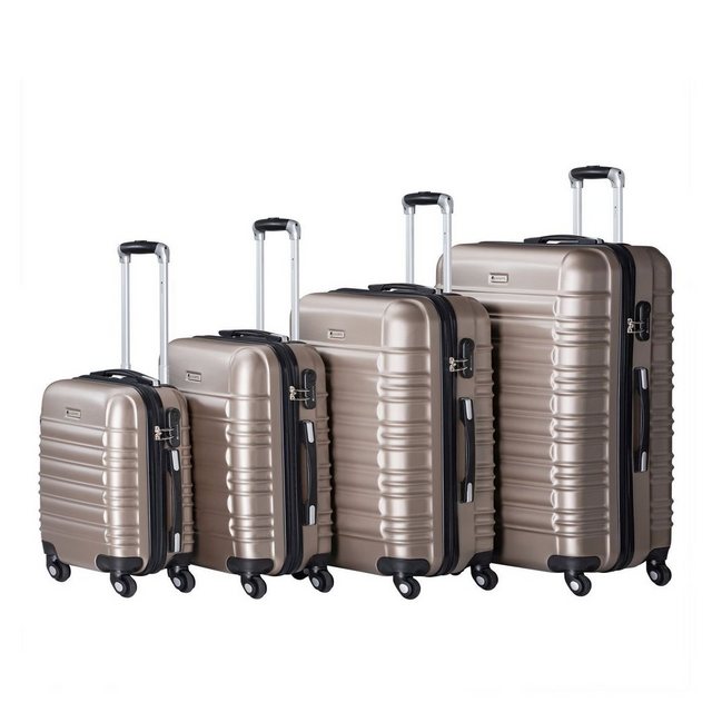 Juskys Trolleyset Rom, 4 Rollen, 4 Koffer, 360° Rollen, robuste Hartschale, mit Zahlenschloss