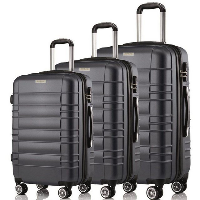 KESSMANN HOFFMANN Kofferset ABS Hartschalen Koffer 3 teilig Set Kofferset Reisekoffer groß, 4 Rollen, (Koffer-Set, 3 tlg., Leichtgewicht Rollkoffer 4x 360° Rollen Reisen Urlaub Reisekoffer Set), Trolley Gepäckset Hartschalenkoffer Urlaubskoffer Handgepäck Organizer