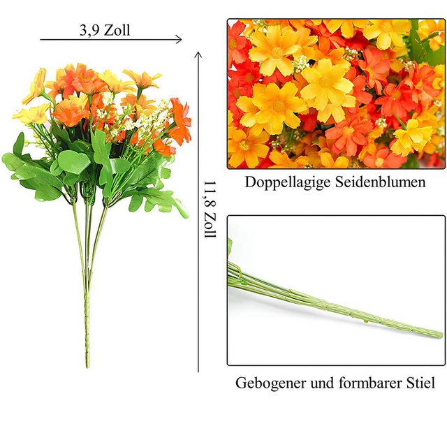 Kunstblumenstrauß Künstliche Blumen, 2 Bündel Balkonpflanzen und Innen, Plastik Blumen, Caterize, Höhe 30 cm