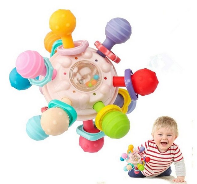 LENBEST Lernspielzeug Beißring Baby Spielzeug,Lernspielzeug Greifball Babyspielzeug, Sensorik Spielzeug Baby Rassel Baby Geschenk für Babys 3-12 Monate