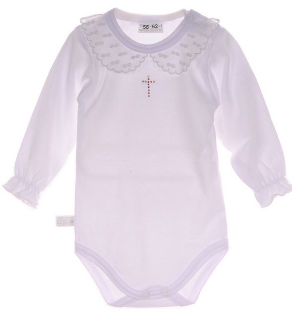 La Bortini Langarmbody Baby Body in Weiß aus reiner Baumwolle, 44 50 56 62 68 74 80 86 92 98