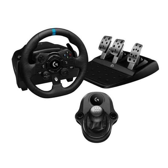 Logitech G923 Lenkrad mit Pedalen und Schaltung Xbox X, S, One PC Windows Gaming-Lenkrad (Driving Force Komplett Set mit 6 Gänge Schaltknauf Schalthebel, Rennlenkrad, Bremspedale)