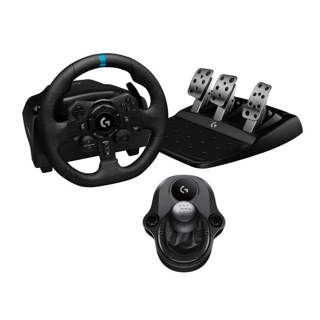 Logitech G923 mit Pedalen und Schaltung Playstation PS5, PS4, PC Windows Gaming-Lenkrad (Driving Force Komplett Set mit 6 Gänge Schaltknauf Schalthebel, Rennlenkrad, Bremspedale)