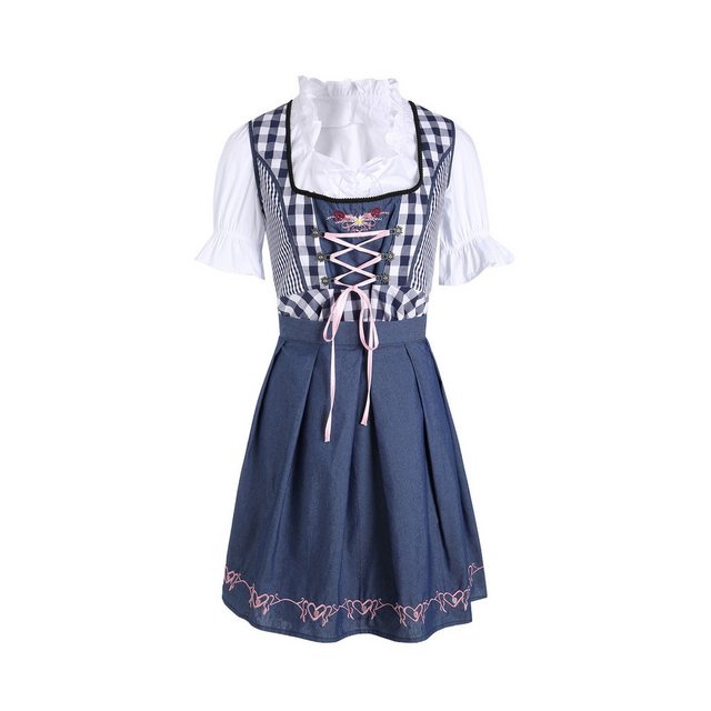 MODFU Dirndl Damen Frau midi Trachtenkleid Trachtenrock Trachtenmode Kleid Kleider (Bayerisches Biermädchen Verkleidung mit trennbare Schürze, Dirndlbluse, Oktoberfest Kostüm, Traditionelles Dirndl Kleid Kleider) für Oktoberfest Cosplay Dienstmädchen Kellnerin Karneval Tavern Party