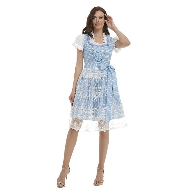 MODFU Dirndl Dirndl Damen midi Trachtenkleid Damen Trachtenrock Trachtenmode Kleid (Bayerisches Biermädchen Verkleidung, Dirndlbluse, Oktoberfest Kostüm, Traditionelles Dirndl Kleid Kleider) für Oktoberfest Cosplay Dienstmädchen Kellnerin Karneval Tavern